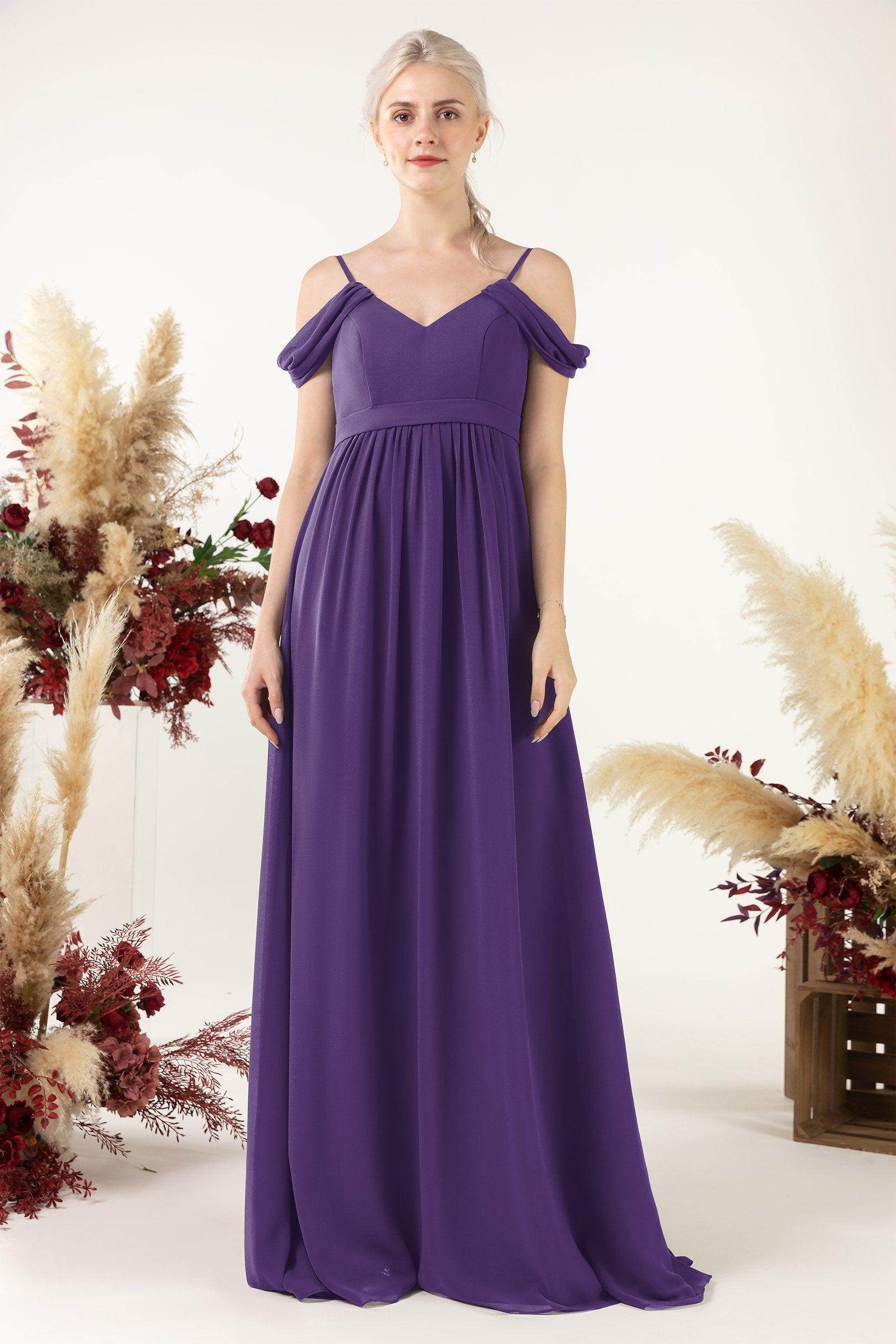 A-Line Floor Length Chiffon Bridesmaid Dress CB0476 - COCOMELODY